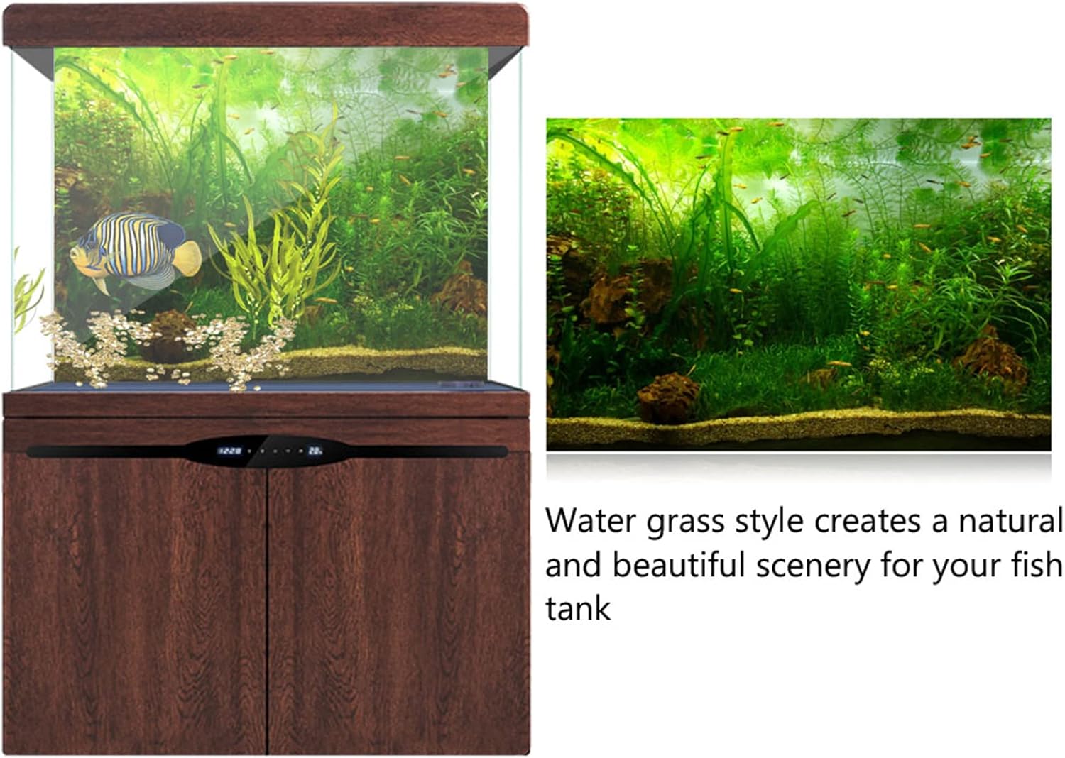 ZJchao Water Grass Style Aquarium Fish Tank Background Poster PVC Adhesive Decor Paper for Fish Tank Decoration (09)