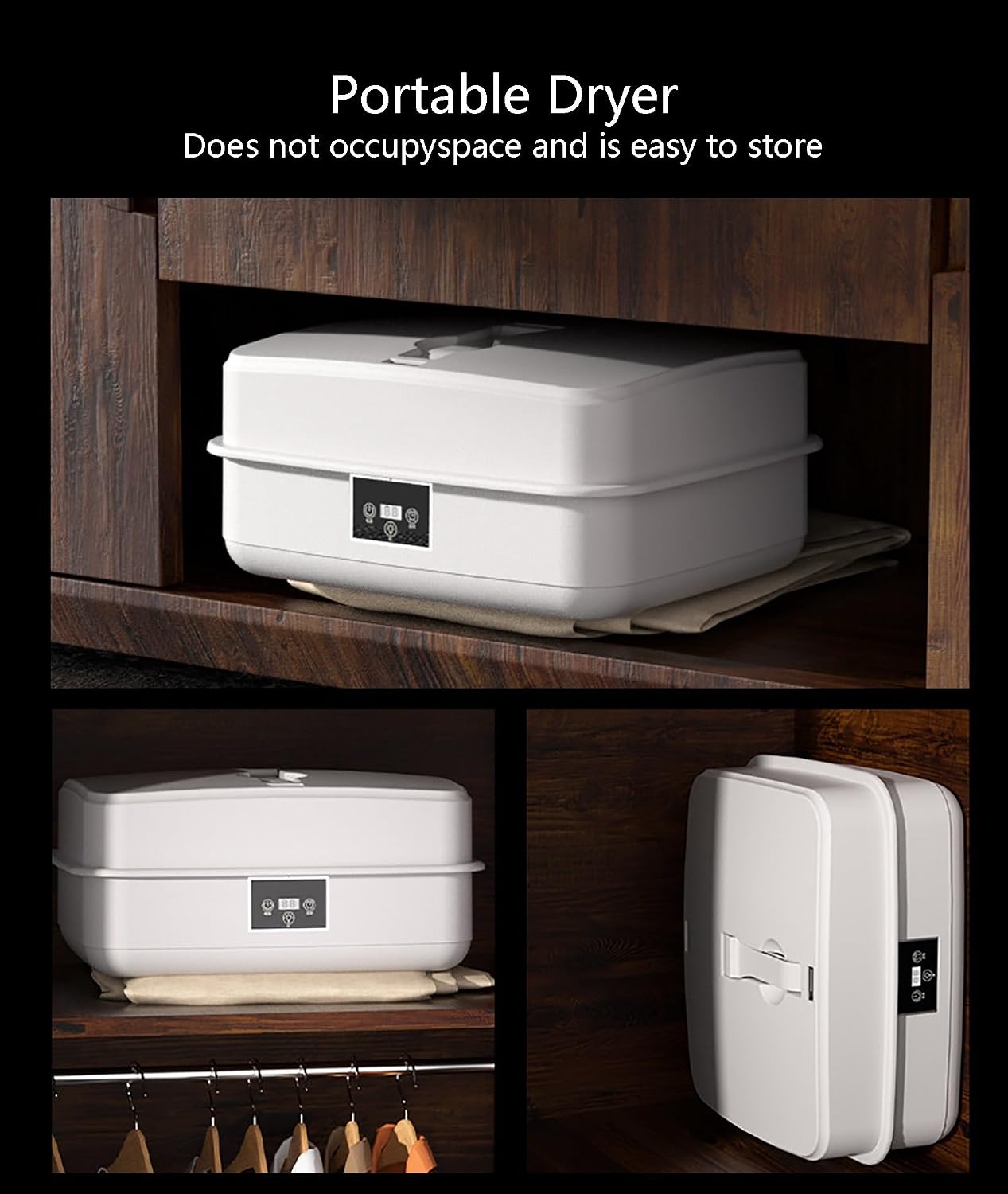 Portable Clothes Dryer, Large Capacity Dryer Machine, Quick-Dry, Heated Drying Rack for Clothes, Small Dryer for Apartment, RV, Travel