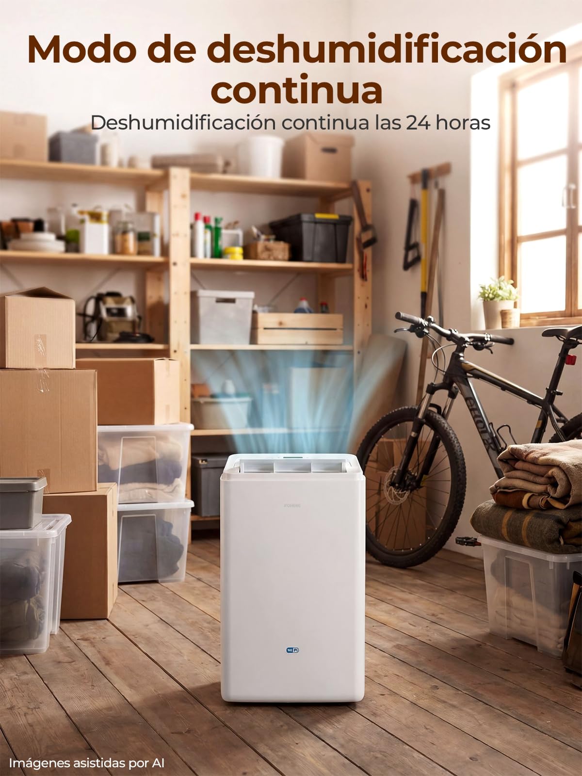 FOHERE Deshumidificador de aire Inteligente WiFi 20L/24H, Deshumidificador para Habitaciones hasta 50m², Gran Depósito 4,2L y Manguera, Oscilación, Secado de Ropa, Temporizador 24H Antimoho