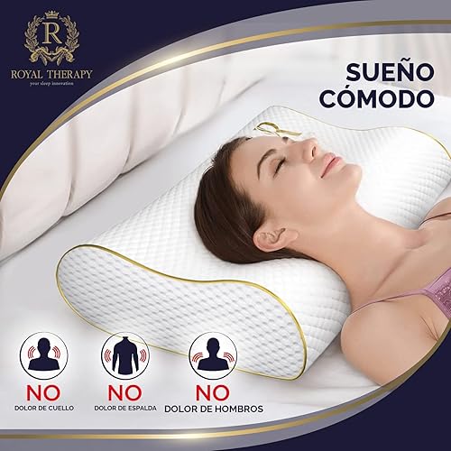 Miniatura 4 de Almohada de espuma viscoelástica Royal Therapy Queen, Pharmonis USA, almohada para el cuello, almohada de bambú ajustable para dormir de lado