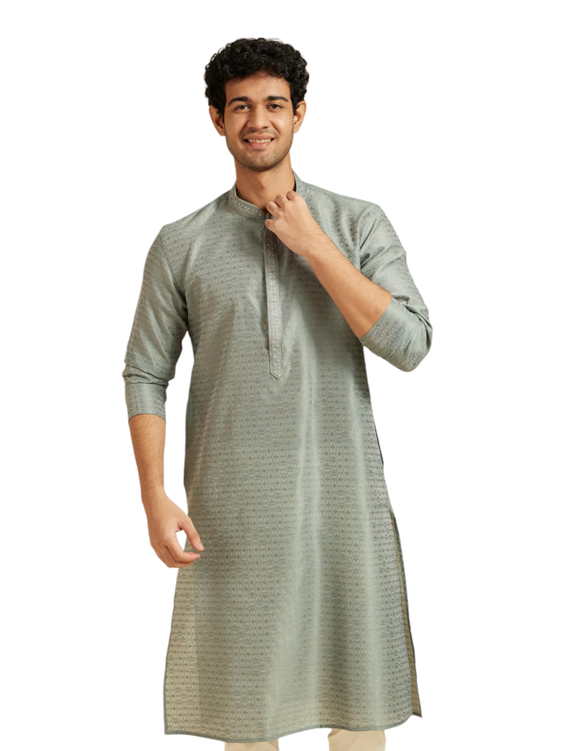diwas by manyavar Men's Art Silk Self Design Kurta (1pc)-picture-34