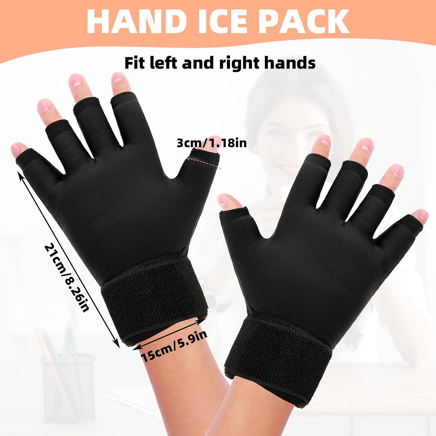Finger Arthritis Compression Hand Ice Pack Gloves for Pain Relief, Adjustable Wrist Ice Pack for Hot & Cold Therapies, Reusable Gel Finger Ice Glove Sleeve for Tendinitis, Carpal Tunnel
