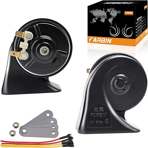 Miniatura 9 de FARBIN Kit de bocina de automóvil con arnés de cable de relé, bocina de automóvil impermeable de 12 V, bocinas de tren súper fuertes para camión,