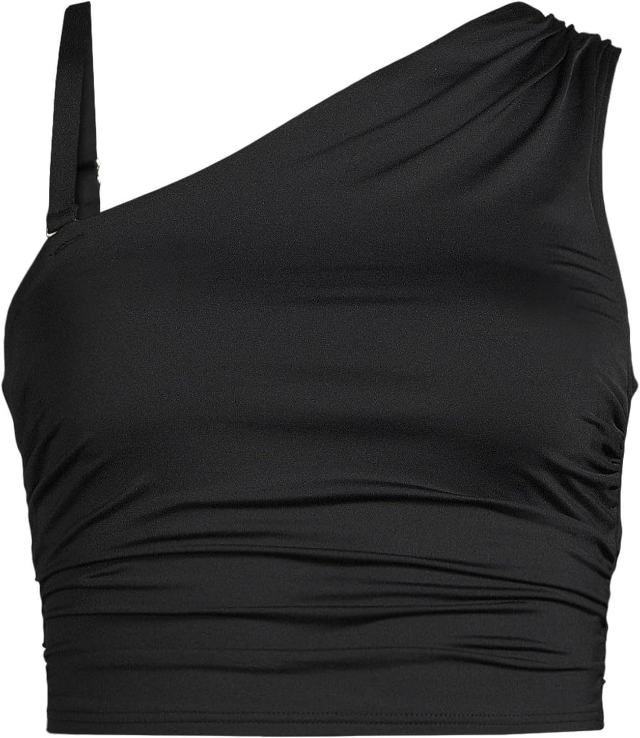 Lands' End Women's D-Cup Ruched One Shoulder Tankini Top