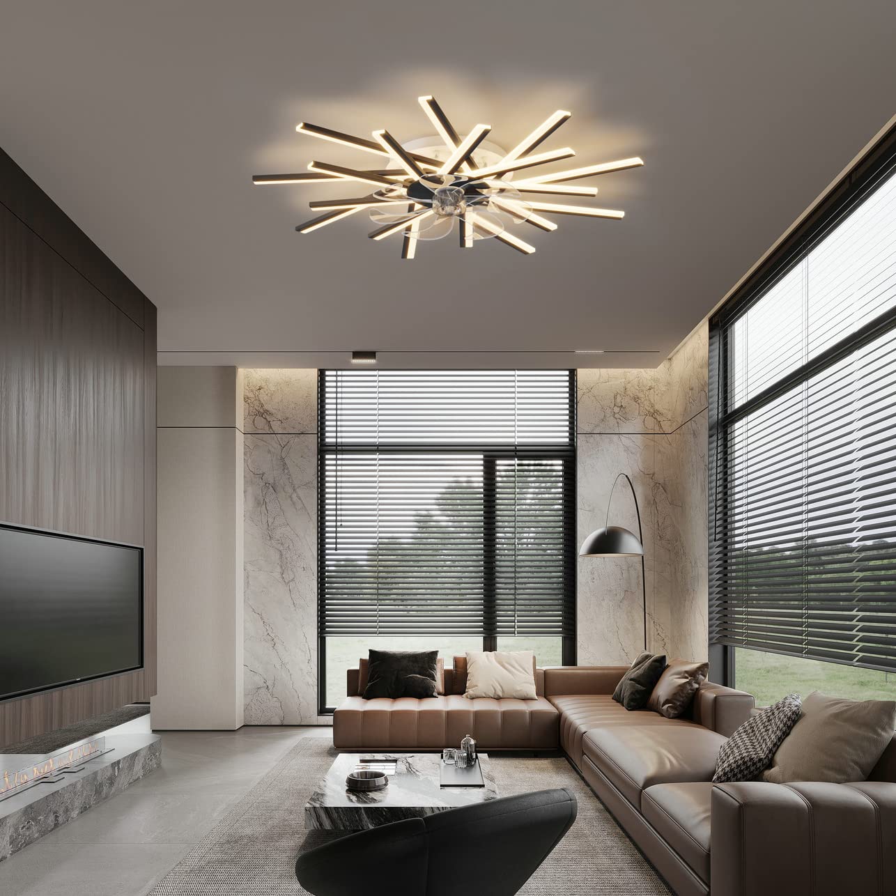 100W Forma Di Fiore Grande Ventilatore Da Soffitto Con Luce E Telecomando Motore DC Reversibile 6 Velocità Plafoniera Con Ventilatore LED Dimmerabile E Timer Per Camera Da Letto Soggiorno-White|80CM