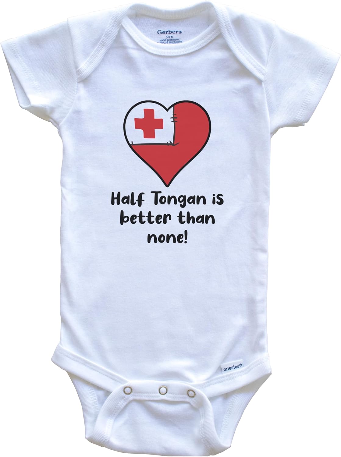 Half Tongan is Better Than None Tonga Flag Heart One Piece Baby Bodysuit