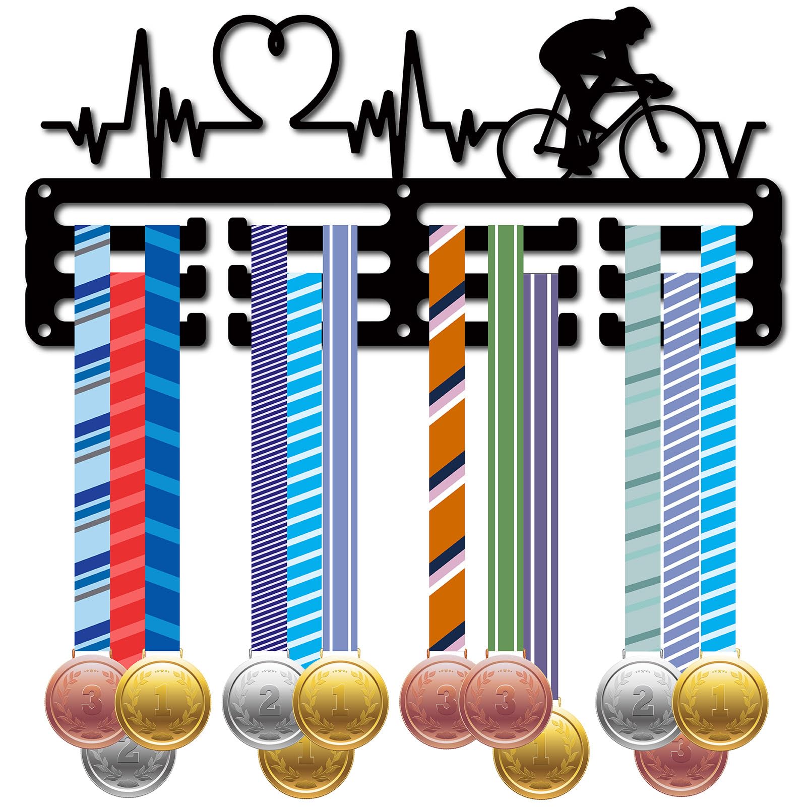 CREATCABIN Porte-médailles De Taekwondo Avec étagère - 4 Rangées - Support Mural Pour Homme - Pour Gymnastique, Football, Course à Pied, Natation - 40 X 20 Cm