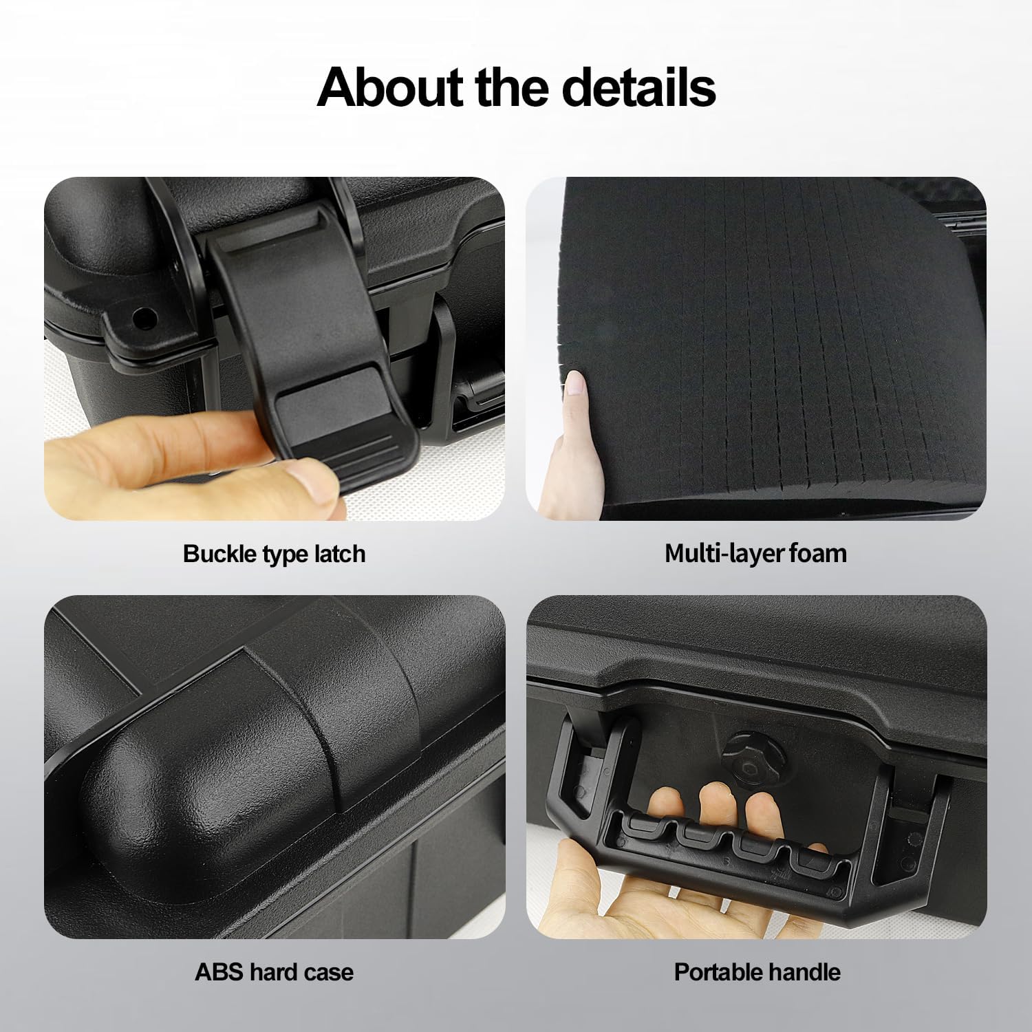 Carrying Hard Case with Pre Grid line Cube Sheet Foam for Drone,Camera Accessories, Electronics, and Gear,Shockproof,Waterproof,Black,Large,18.4x 12.6 x 6.3 inch - Image 4