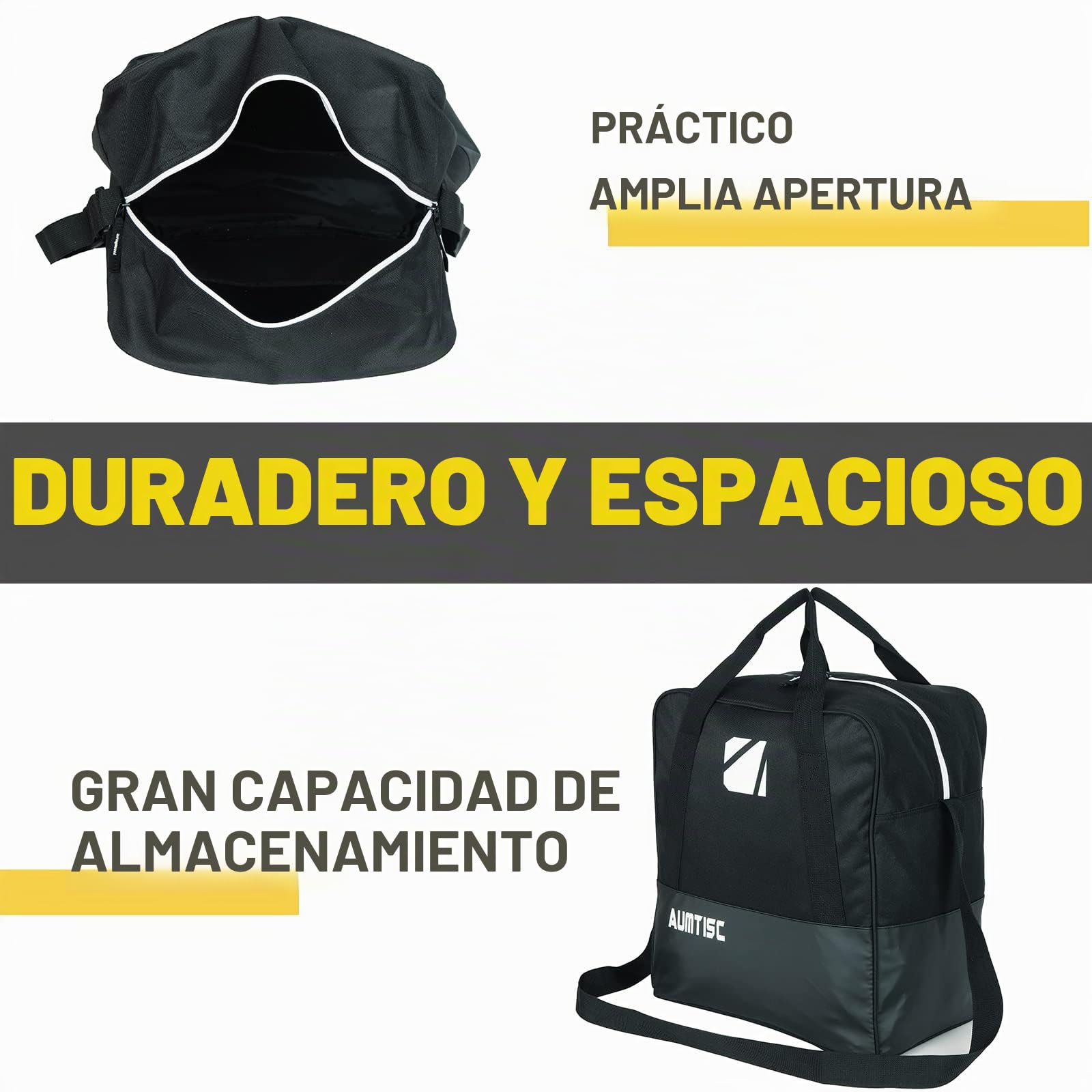 AUMTISC Bolsa De Esquí Y Bolsa De Barco Combinadas Y Acolchadas para 1 Par De Botas De Esquí Bolsa De Esquí con Longitud Ajustable hasta 200 Cm…