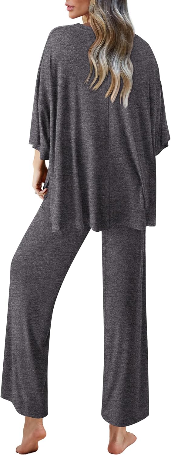 Ekouaer Lounge Sets for Women Pajamas Set Short Sleeve Tops and Long Pants Soft 2 Piece Outfits with Pockets S-XXL - Image 4