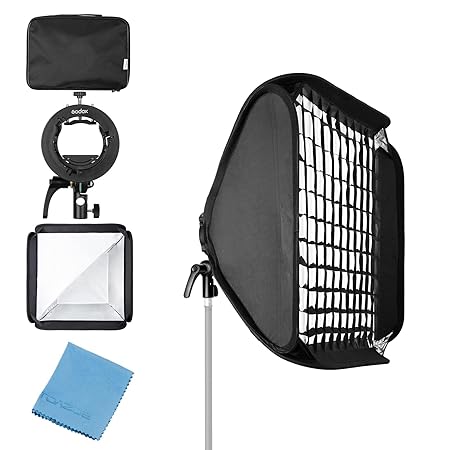 Godox 24x24inch 60x60cm Grid Strip Softbox with S2 S-Type Speedlite Bracket Bowens Mount for Godox V1 Series, AD200Pro, AD200, AD400Pro, V860II, TT350 Series Flash Speedlites
