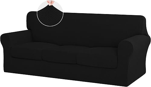 ISSUNTEX Fundas de sofá gruesas de alta elasticidad, funda suave para sofá de 3 cojines separados, funda de sofá de tela jacquard, protector de