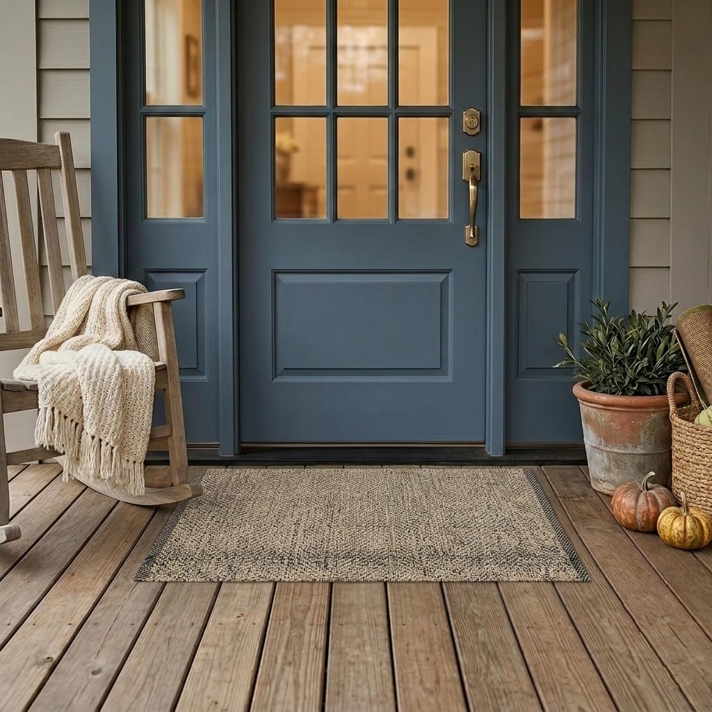 LEEVAN Small Bathroom Rug 2x3 Washable Natural Woven Entryway Rug Indoor