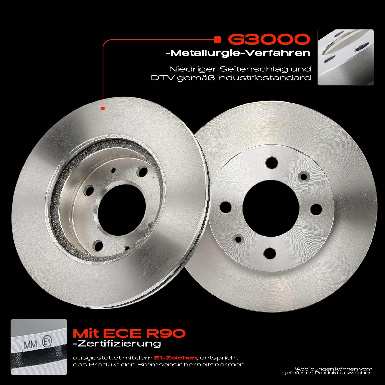 Frankberg Bremsensatz inkl. 2x Bremsscheiben + 4x Bremsbeläge Vorne Kompatibel mit i10 PA Picanto SA Replace# 5171207500, 517120X500