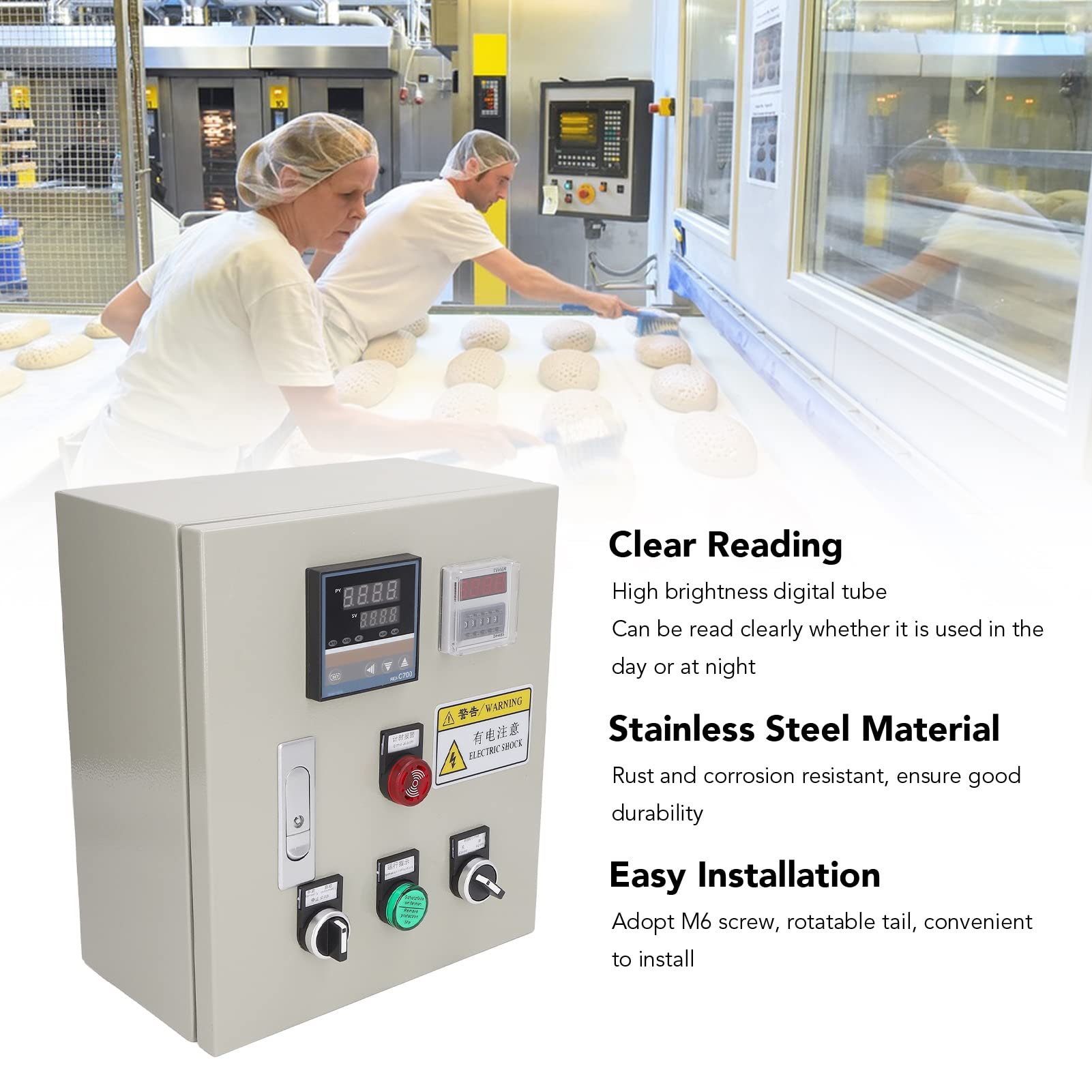 Controlador de Temperatura PID, CA 380V 7.5kW Alta Precisión Pantalla de Tubo Digital Caja de Control Tático con Termopar Controlador PID Control de Temperatura para Horno de Preparación para el Hogar