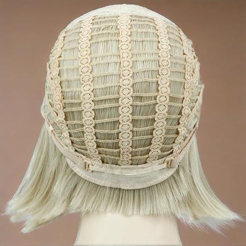 Miniatura 7 de BECUS Peluca corta de 10 pulgadas con flequillo, pelucas sintéticas rectas resistentes al calor para mujer, linda rubio ceniza oscuro mezclado con