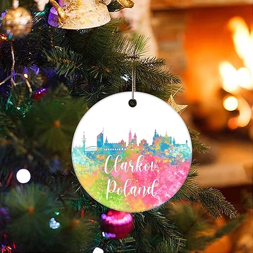 Vista 15 de Two-Side Printed Netherlands-Rotterdam Ceramic Christmas Ornament, Novelty for Family Friends Kids, Colorful City Painting Christmas Keepsake