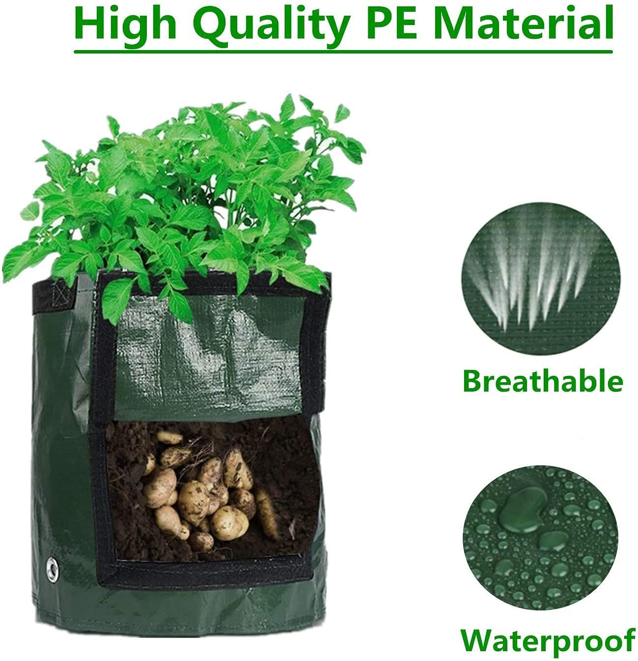 Bolsas de cultivo de patatas, macetas de cultivo de 7 galones para tomates y verduras, bolsas de bandeja de plantación con asas, bolsas duraderas para macetas de jardín