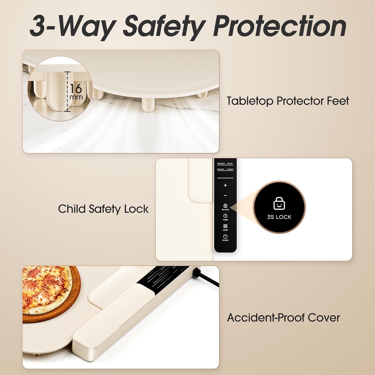 Vabaso Extra Large Food Warming Mat with APP, 37"x15" DIY Temperature & Timer Settings, Heats in 5s, Electric Warming Tray with Child Safety Lock, Warming Mat for Food & Countertop - Kosher Certified