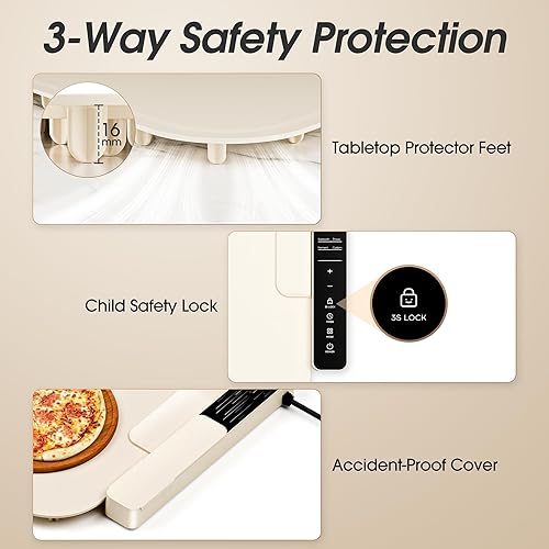 Miniatura 7 de Vabaso Tapete de calentamiento de alimentos extra grande con aplicación, ajuste de temperatura y temporizador de 37 x 15 pulgadas, se calienta en 5