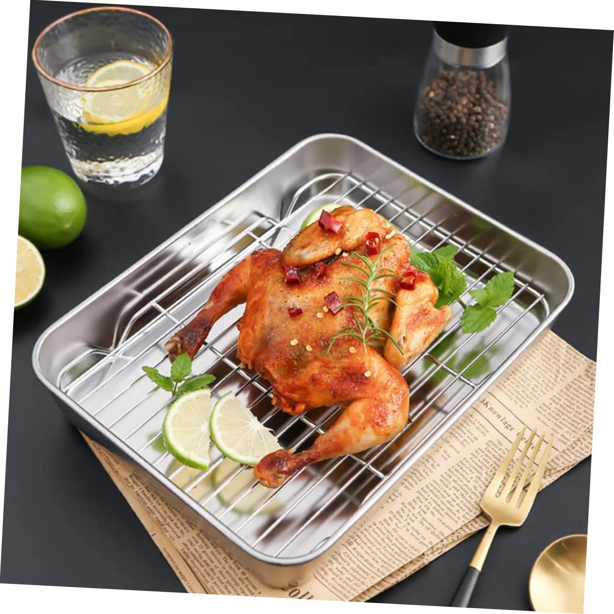 Bandejas Para Hornear De Acero Inoxidable Rejilla Para Hornear Accesorio Para Conveniente Para Uso Cocina y Camping
