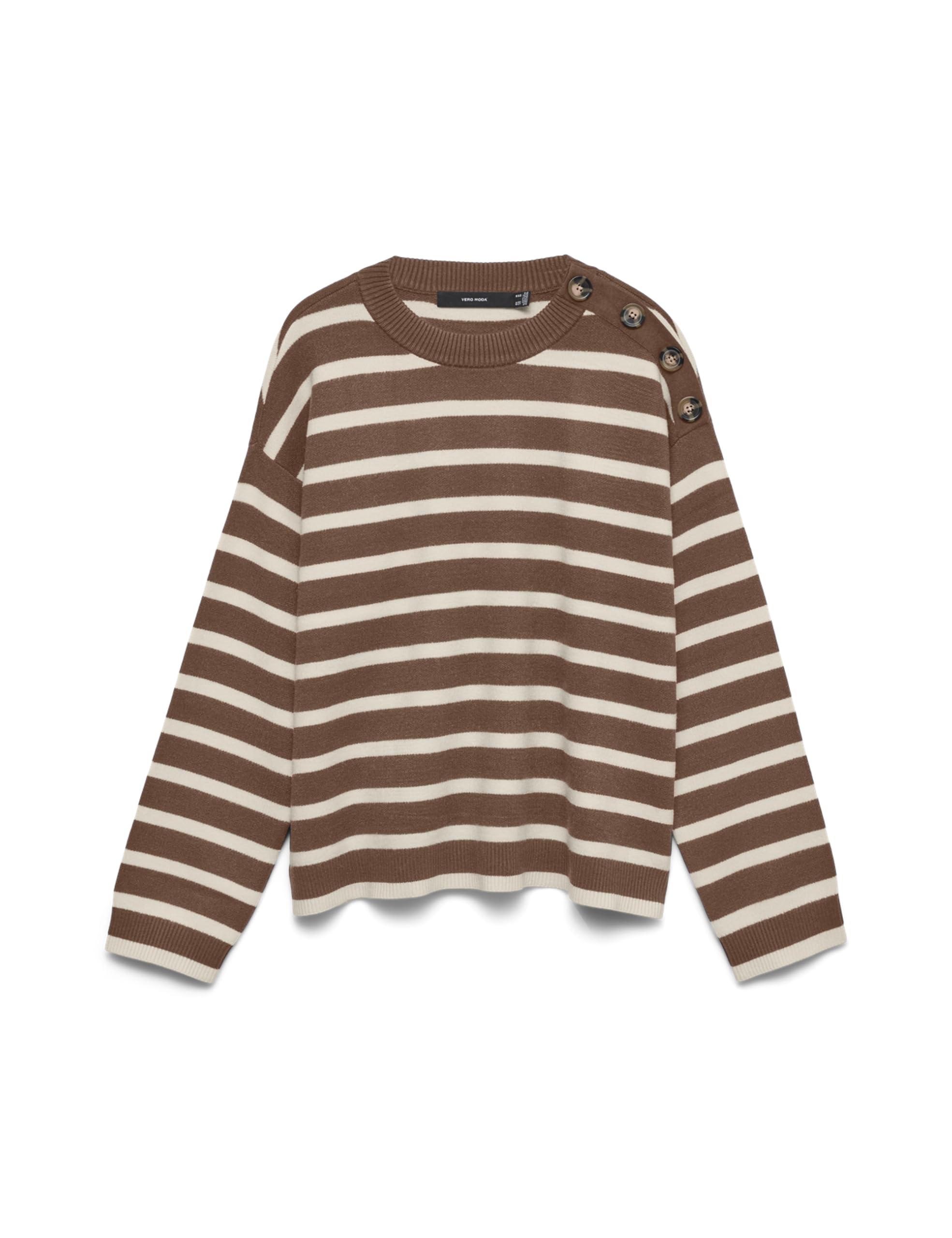 VERO MODA Women's Vmsaba LS O-Neck Button Ga Noos Pullover L Cocoa Brown