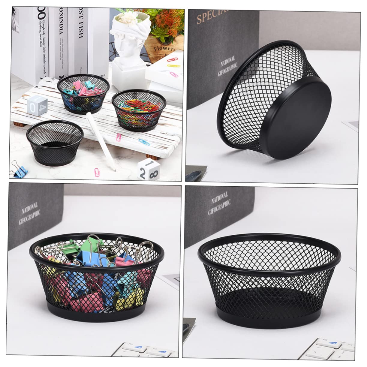 Housoutil 30 Pezzi Graffette in con Design Organizer Scrivania per Cancelleria e Piccoli Accessori Ufficio Contenitori Compatti per Fermagli e Elastici