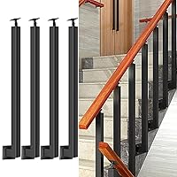 Vista 68 de 42/40/38/36/34in Square Stair Baluster Posts- 270° Adjustable Metal Railing Spindles with Flat Bracket Base and Screws Kits; Iron Posts are Suitable