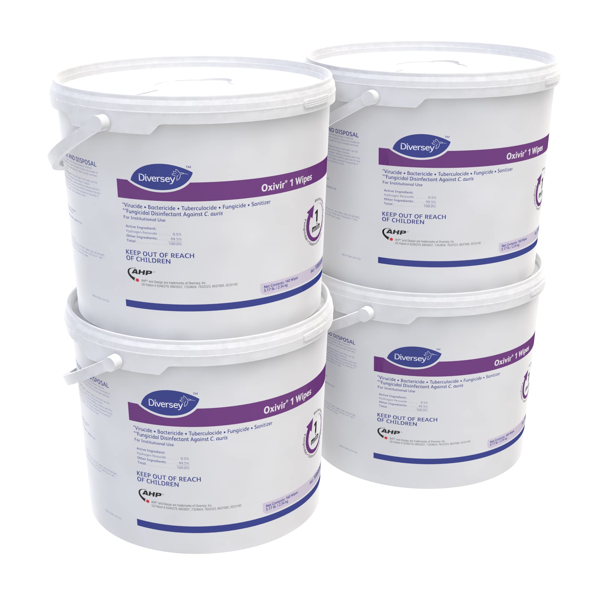 Oxivir Diversey 1 100850924 Disinfectant Cleaning Wipes Virucidal Pre-Moistened with Accelerated Hydrogen Peroxide AHP Unscented 160 Extra Large
