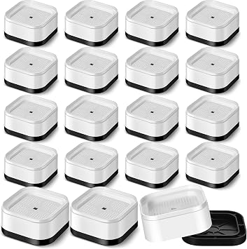 Ecally 16 Pack Furniture Risers Adjustable Bed Risers Desk Leg Risers 1.38" Stackable Heavy Duty Bed Lifts Risers Square Bed Raising Blocks for Mattress Table Leg Desk Chair Couch Sofa Dorm White