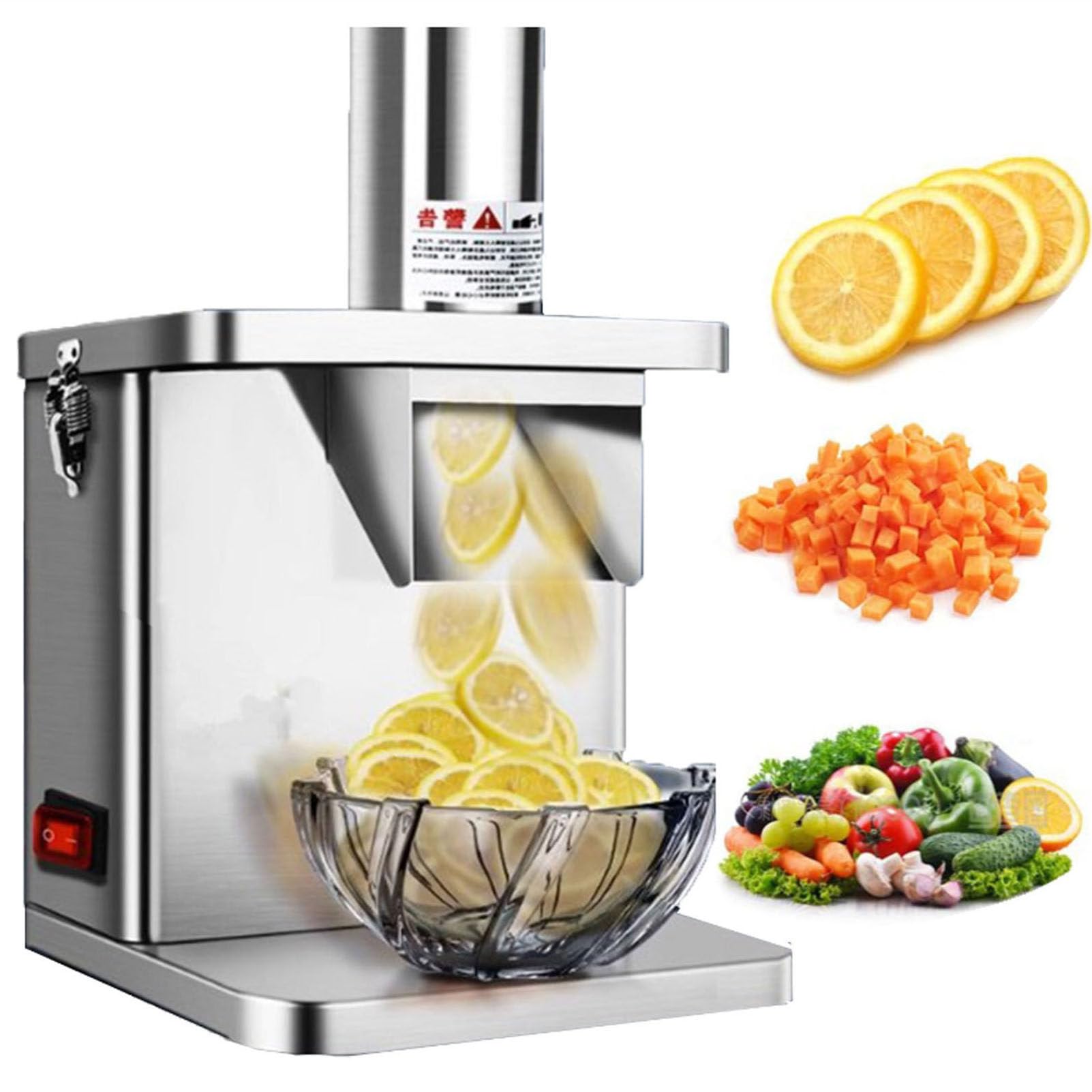 asdchZen Commercial Machine,Commercial Electric Vegetable Dicer, Stainless Steel Fruit Chopper Dicer Shredder Automatic Food Processor Cutting Machine