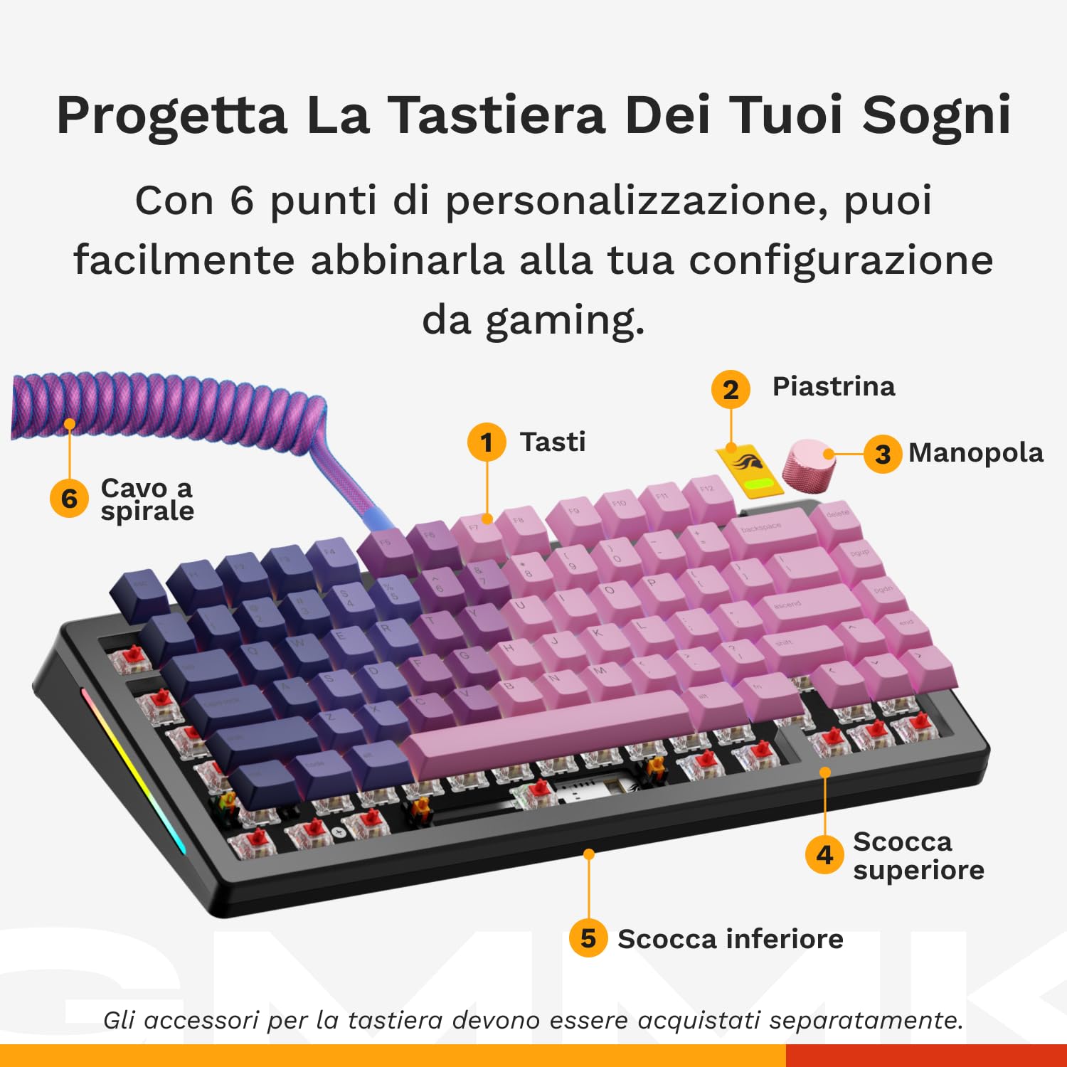 GLORIOUS Gaming GMMK 3 PRO: Tastiera Meccanica Personalizzabile, TKL 75%, guarnizioni e scocca Alluminio modulari, Switch Hot Swap MX, Schiuma smorzante, Tasti Personalizzati, QWERTZ tedesco - Layout