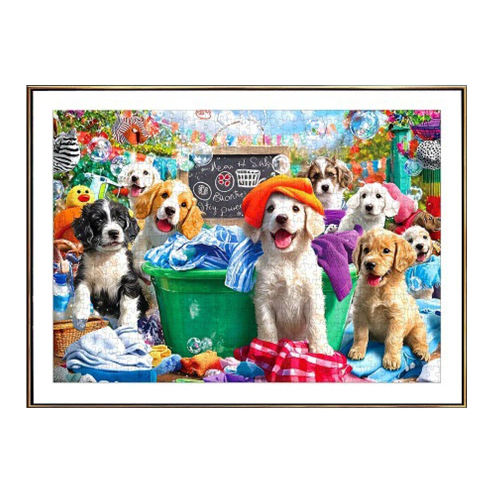 Hunde Thema Puzzle - Humorvolle Hunde Design Spiel,1000 Teile Puzzle für Erwachsene mit Buchstaben auf der Rückseite - für Familienspiel und Aktivität mit Männern und Frauen