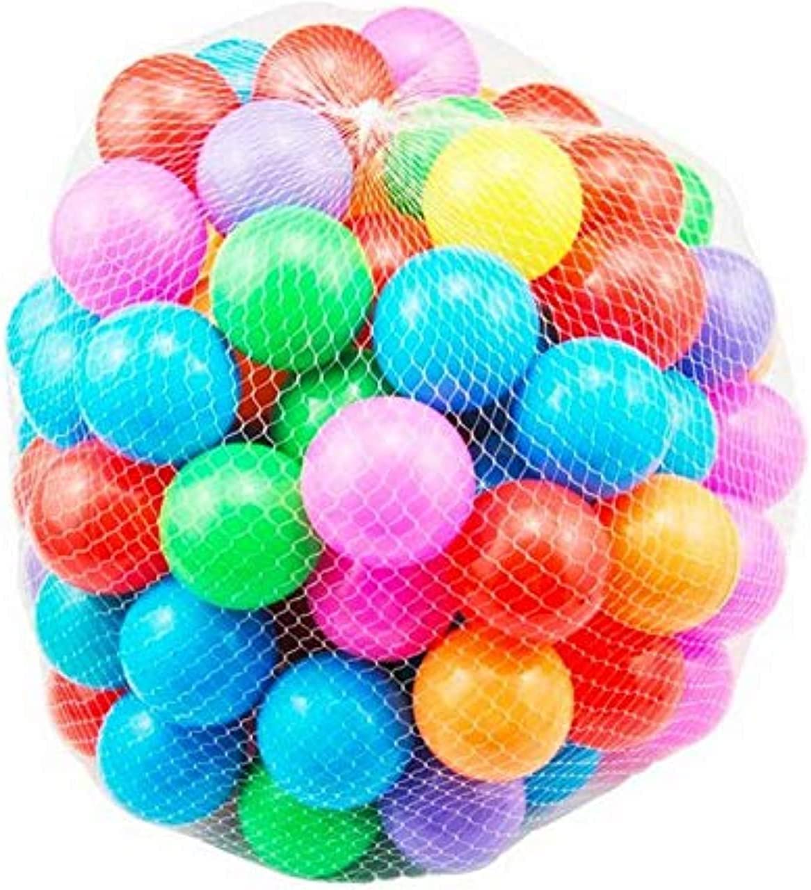 Multicolored 100pcs Soft Plastic Balls for Ball Pit Crush Proof No Sharp Edges BPA Free Non-Toxic Balls for toodler, kids Tents Playgrounds Indoor & Outdoor Ocean Balls Water Pool (Pack of 100)