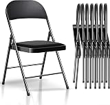 Asdsed Lot de 8 Chaises Pliantes Rembourrées, Jusqu'à 160 kg, Robuste et Stable, Gain de Place, Confortable Chaise Pliable pour Salon, Salle à Manger, Camping, Jardin, Cuisine, Tissu, Noir - 1