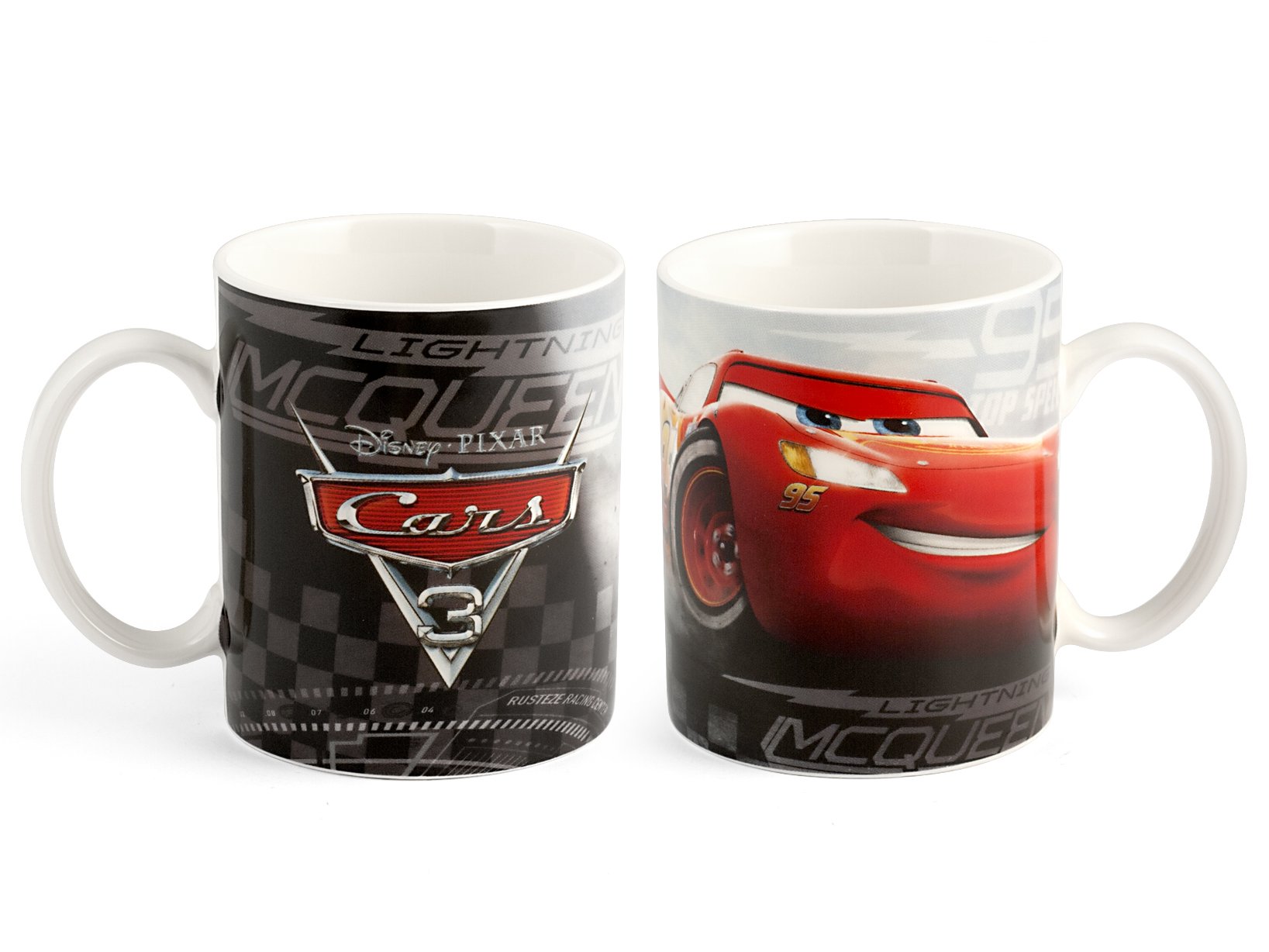 Home Disney Cars Set Sveglia + Mug in Porcellana, Rosso – Mug Lavabile in Lavastoviglie e Adatta al Microonde, Sveglia Analogica con Funzione Snooze, Idea Regalo per Fan di Disney Cars