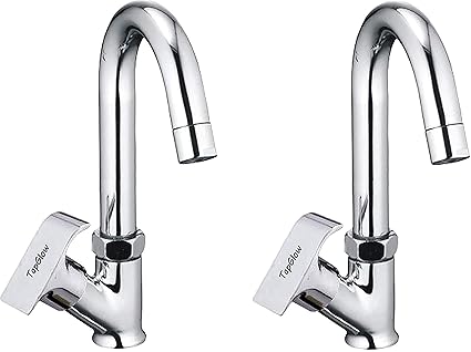 Tapglow Brass Chrome Finished QUBIX SWAN Neck TAP with Aerator Foam-Set of 2