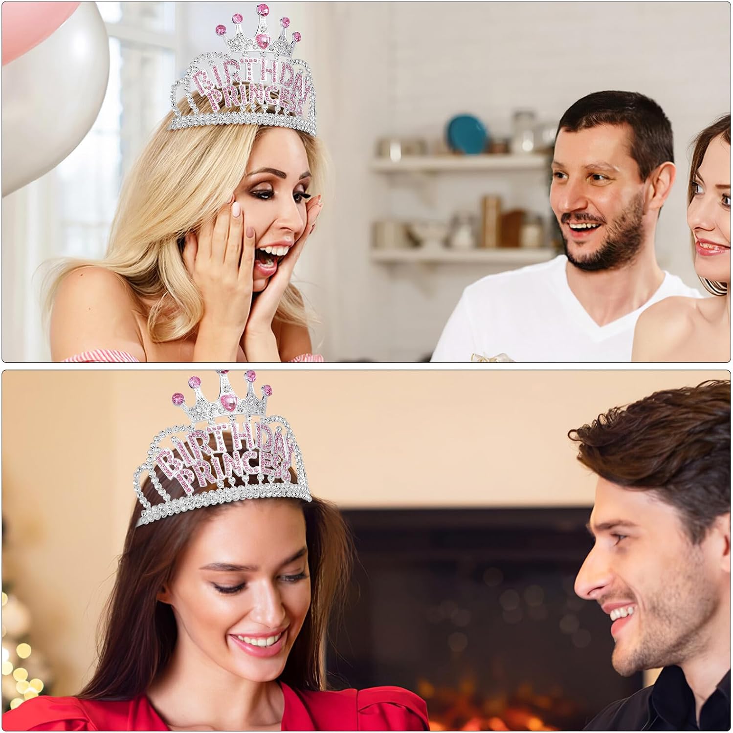 MERRYHAPY Birthday Crown Tiara and Women Silver Princess Headband Party Accessory Birthday Queen Circlet for Dress-up and Celebration