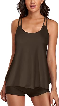 Omichic Womens Loose Bathing Suits Tankini Top with Boyshorts Two Piece Tummy Control Tankinis Bikini Swimsuit