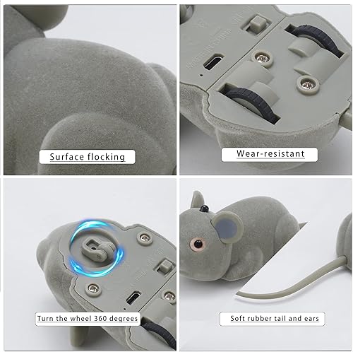 Miniatura 3 de Juguetes interactivos para gatos de interior con control remoto, ratón en movimiento automático, juguete para gatos con obstáculos de detección
