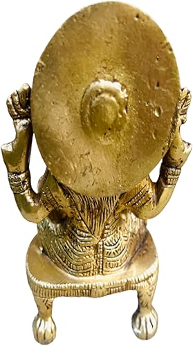 Miniatura 2 de Himalayan Craft Lakshmi Laxmi Diosa tallada a mano de latón, diosa de la fortuna, estatua de Ma Lakshmi, ídolo de escultura para la salud, riqueza,