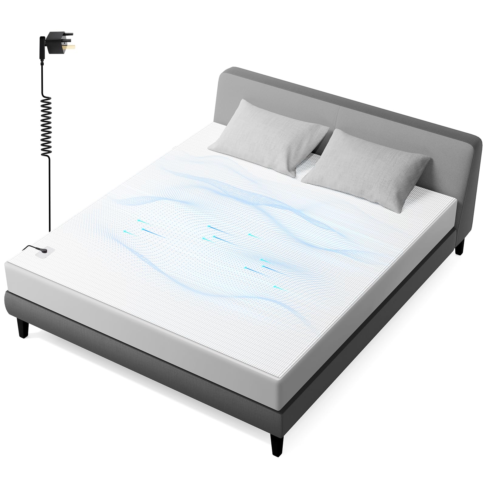 Warmiehomy Grounding Bed Sheet, Grounding Earthing Sheet UK, Earth Mat with 10% Silver Fiber and 90% Organic Cotton, Conductive Bed Sheets for Improving Sleep (Cal King - 193x203cm)