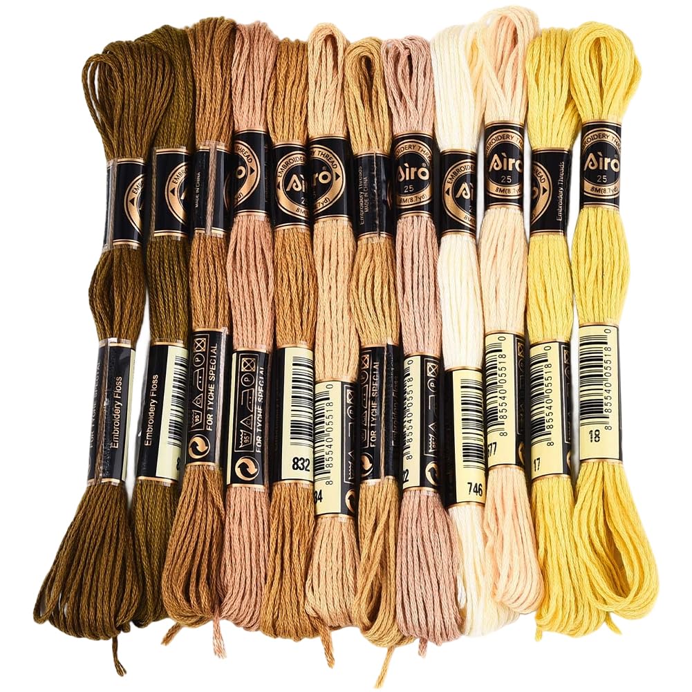 CABODYALS 12 Skeins 105 Yards Variegated Embroidery Floss 6 Strands Gradient Thread Friendship Bracelet String Polyester Cross Stitch Yarn Threads for Hand Sewing Bracelets Making Crafts Stitching