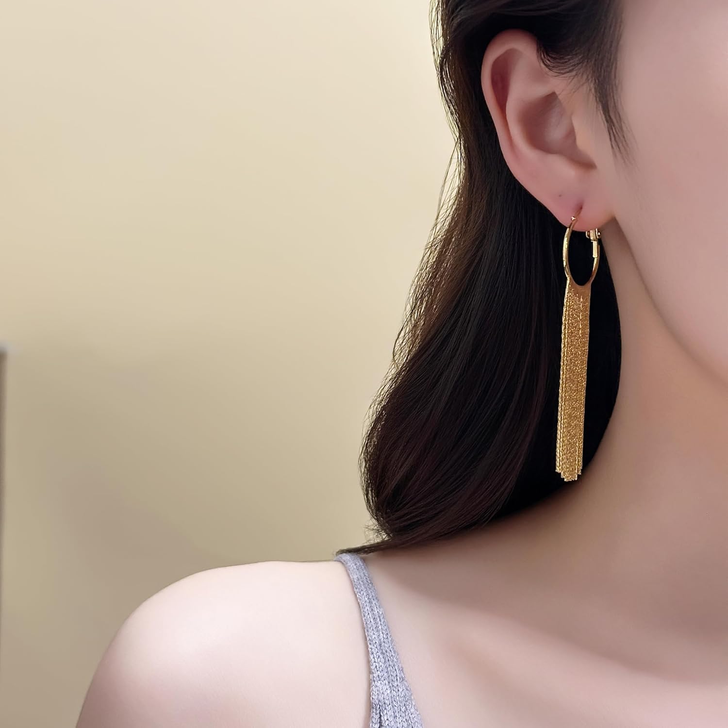 Boho Linear Tassel Drop Dangling Earrings For Women,Long Formal Country Bohemian Fringe Chain Chandelier Prom Statement Trendy Earrings For Party Prom - Image 3