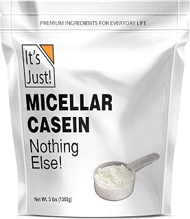 It's Just - 100% Micellar Casein, Unflavored Protein Powder, 3lbs (48oz), Made in USA, One Ingredient, Slow Burning, Time Release, 6.9g BCAAs, 1g Carb, Non-GMO, Natural Milk Taste, Add Your Own Flavor