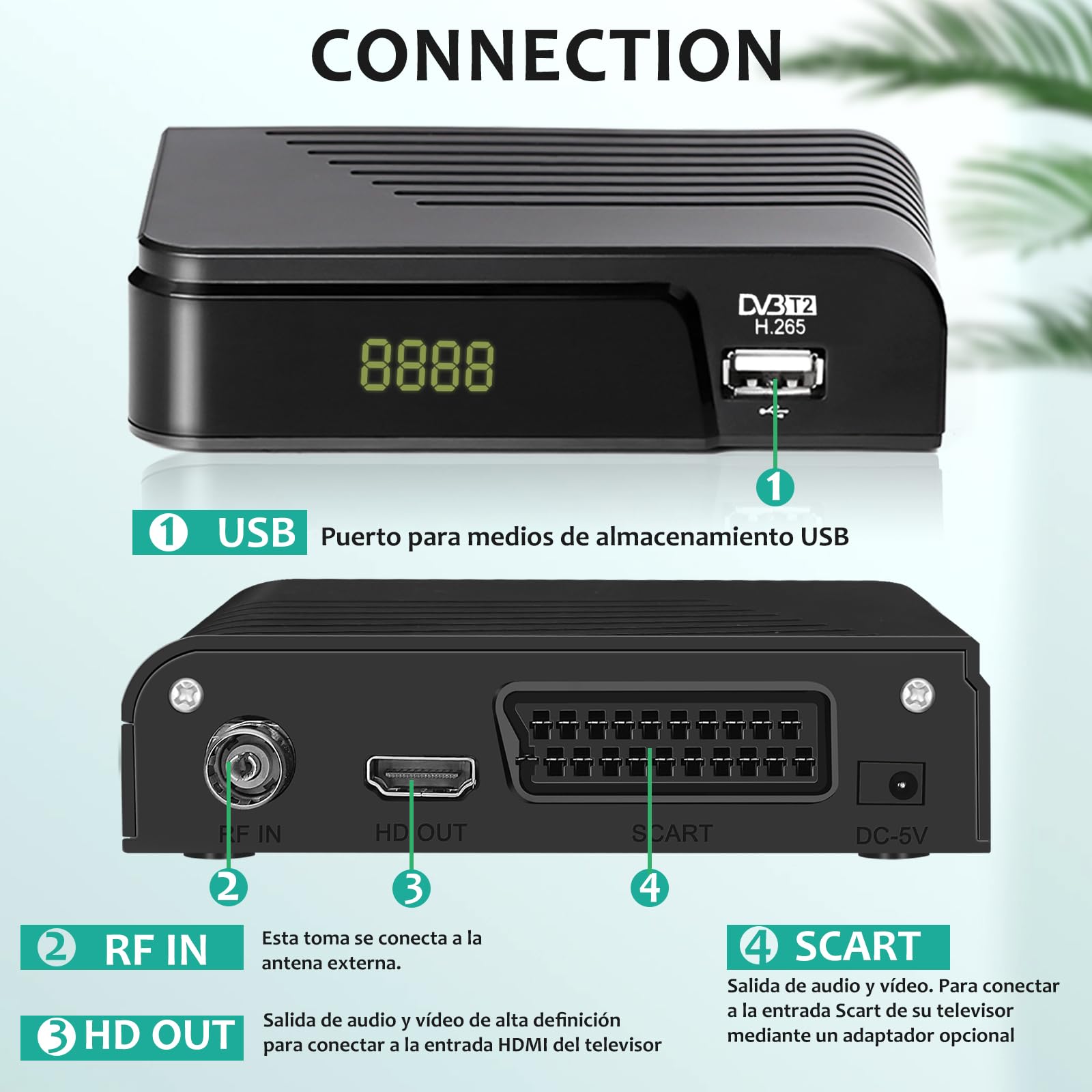 Terrestrial Receiver DVB-T DVB-T2 Receiver HD HEVC H.265