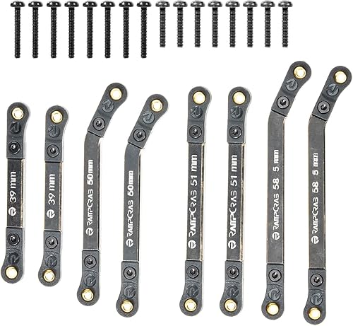 RampCrab Juego de 4 eslabones de alta liquidación para SCX24 C10, juego de eslabones de latón, piezas mejoradas para SCX24 Bronco, C10, Jeep