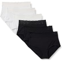 Amazon Essentials Women's Microfibre with Lace Trim Ladies Knickers, Bikini, Boyshort, Thong -Brief Styles, Pack of 6