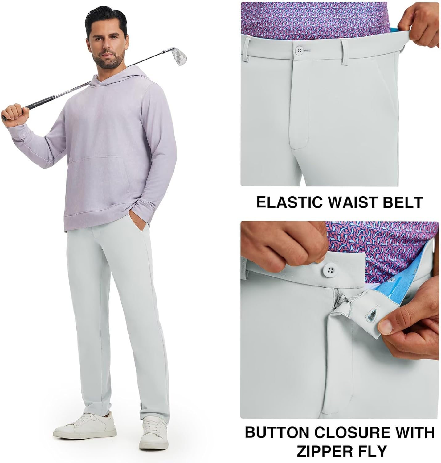 M MAELREG Men's Golf Pants Quick Dry Lightweight 30/32/34 Stretch Work Dress Casual Trousers with 4 Pockets Golf Pants Men - Image 3