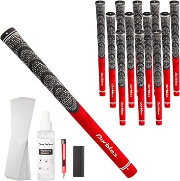 Golf Grips with Regripping Kit All Weather Multi-Compound Golf Club Grips for Men & Women Corded Rubber Grip Set Standard & Midsize Wood and Iron Grip Kit All Level Golfing Accessories